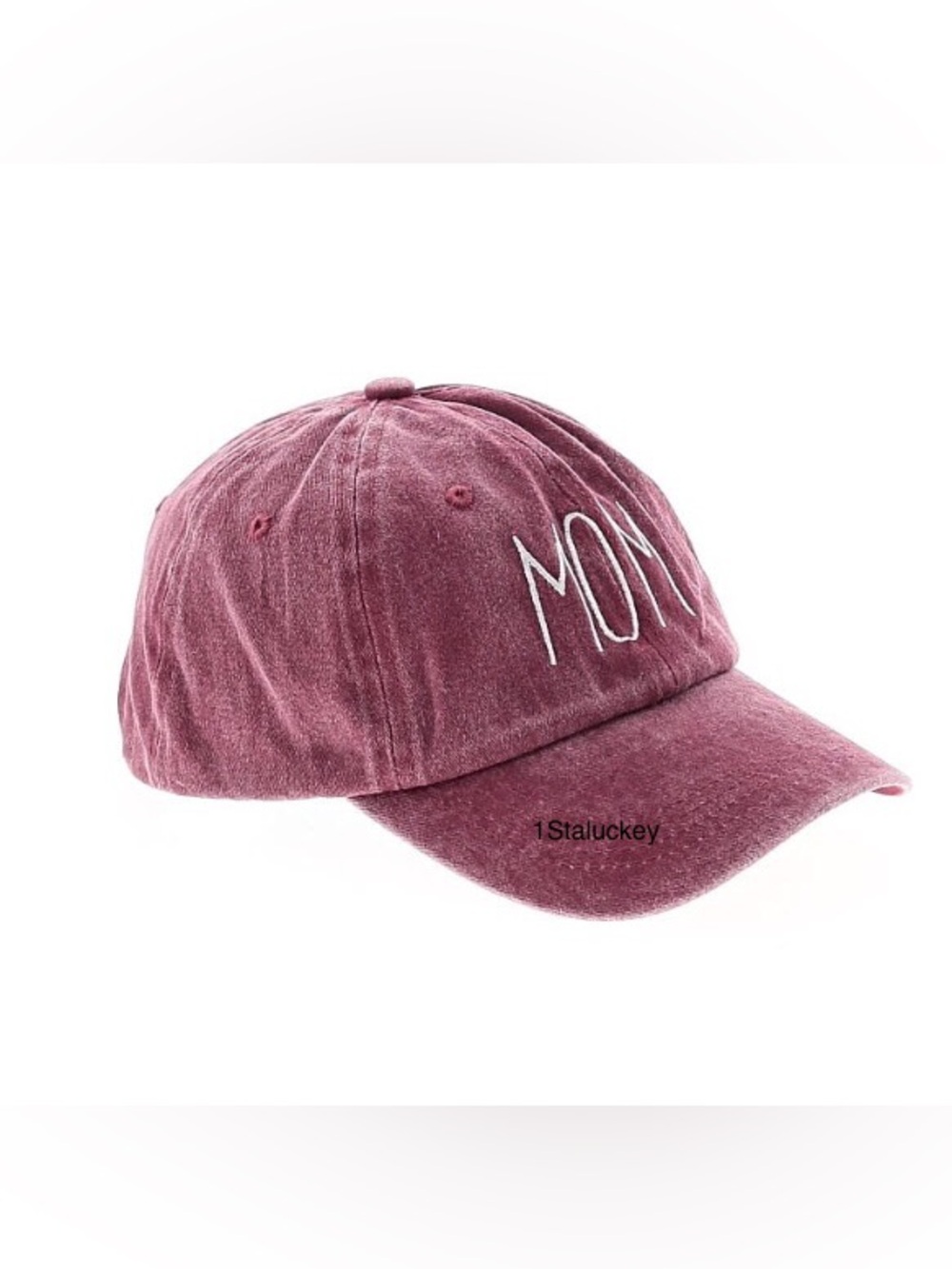 Embroidered 'MOM' Washed Burgundy Baseball Cap